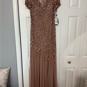 Adrianna Papell Rose Gold Embellished Gown